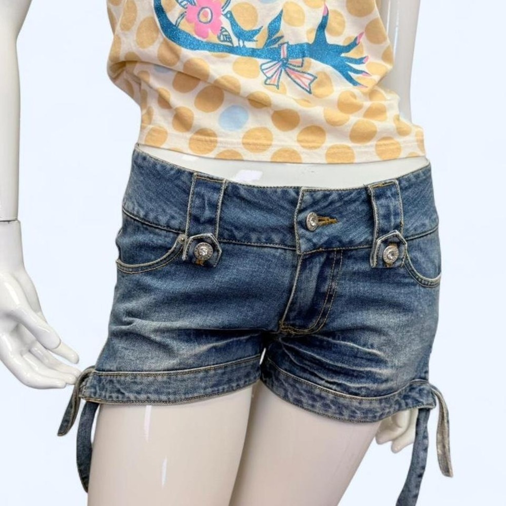 Liz Lisa Denim Shorts Lace Up‎ Side Trim Y2K Japanese Low Rise Womens 29